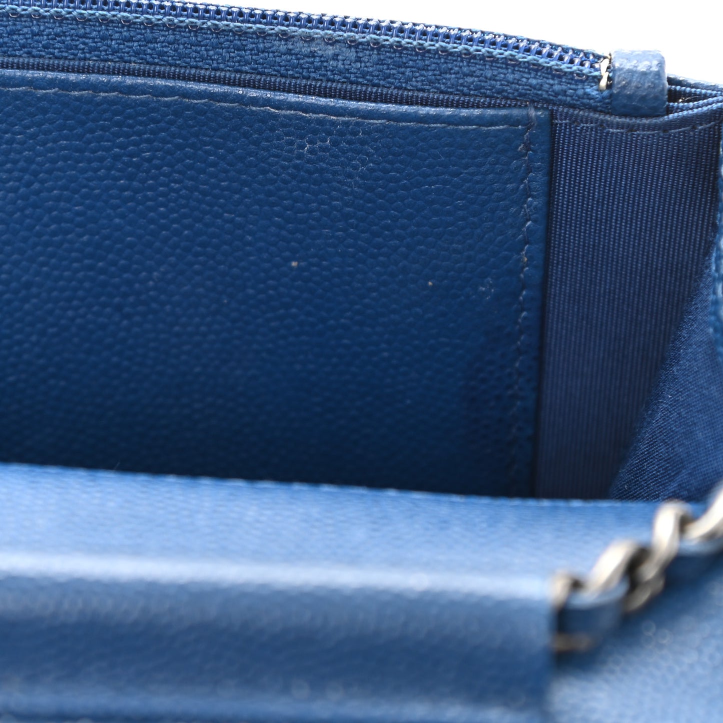Caviar Quilted Boy Wallet On Chain WOC Blue