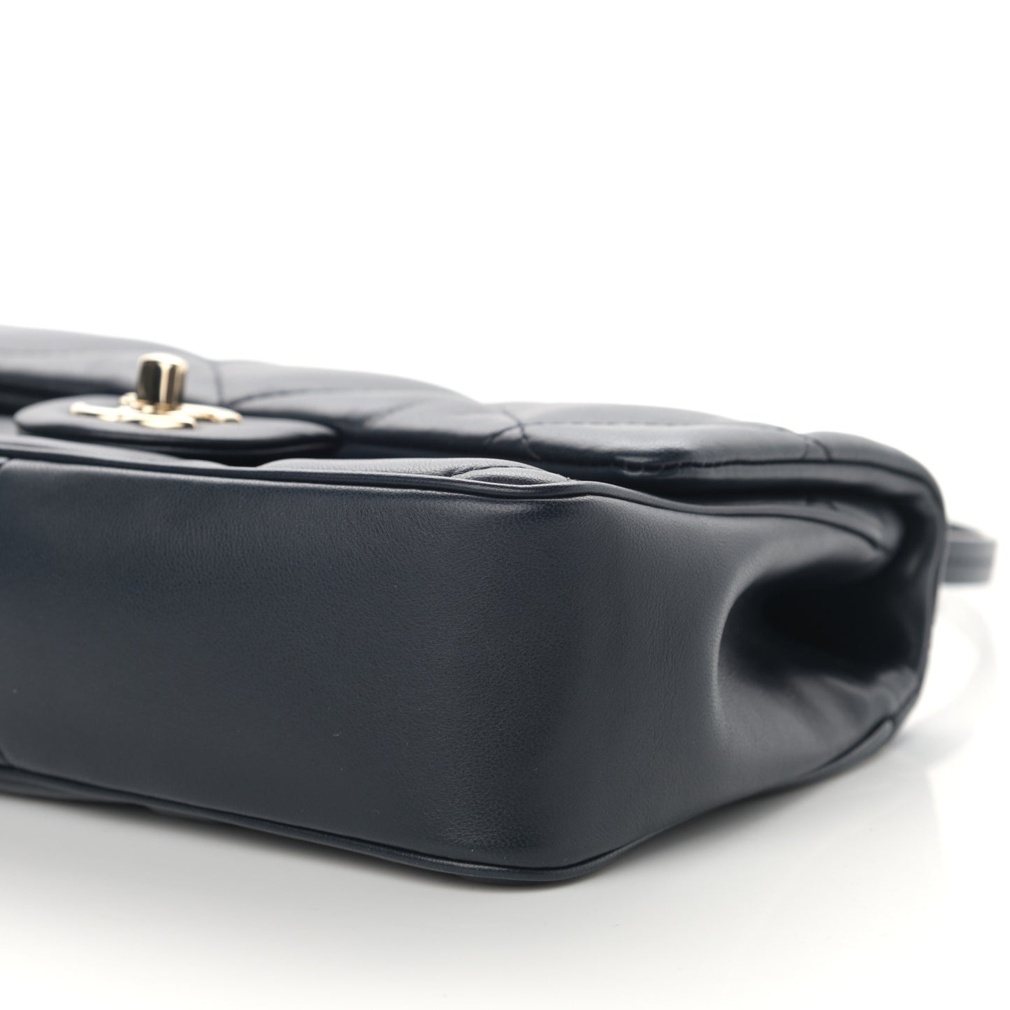 Lambskin Quilted Small Easy Carry Flap Navy
