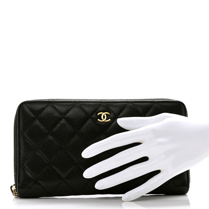 Chanel Caviar Quilted Large Zip Around Organizer Wallet Black 2 of 11