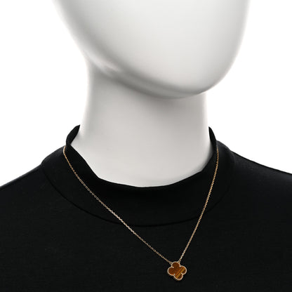 Van Cleef & Arpels 18K Yellow Gold Tiger Eye Vintage Alhambra Pendant Necklace 2 of 5