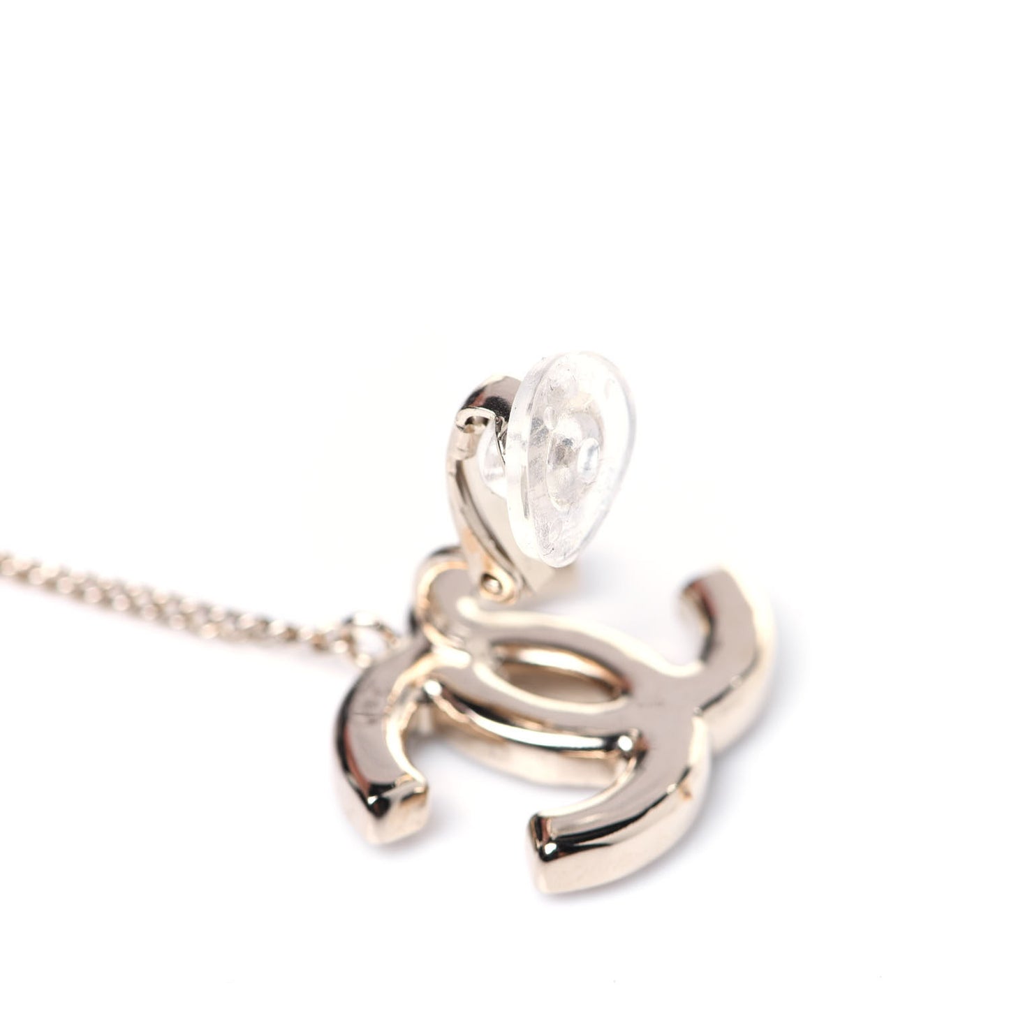 Crystal CC Chain Cuff Single Clip On Earring Gold Pearly White