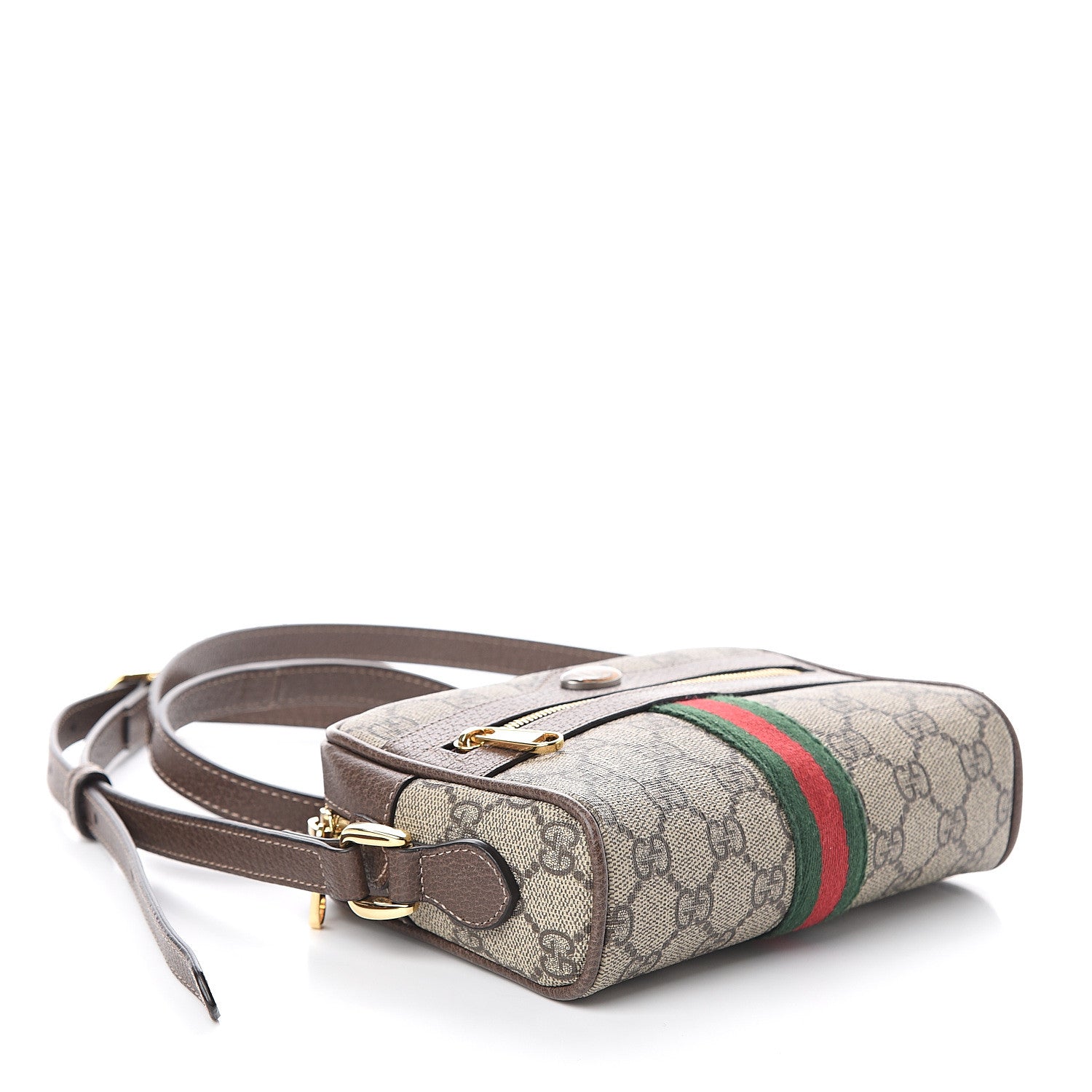 Gucci GG Supreme Monogram Web Mini Ophidia Shoulder Bag Brown 3 of 8