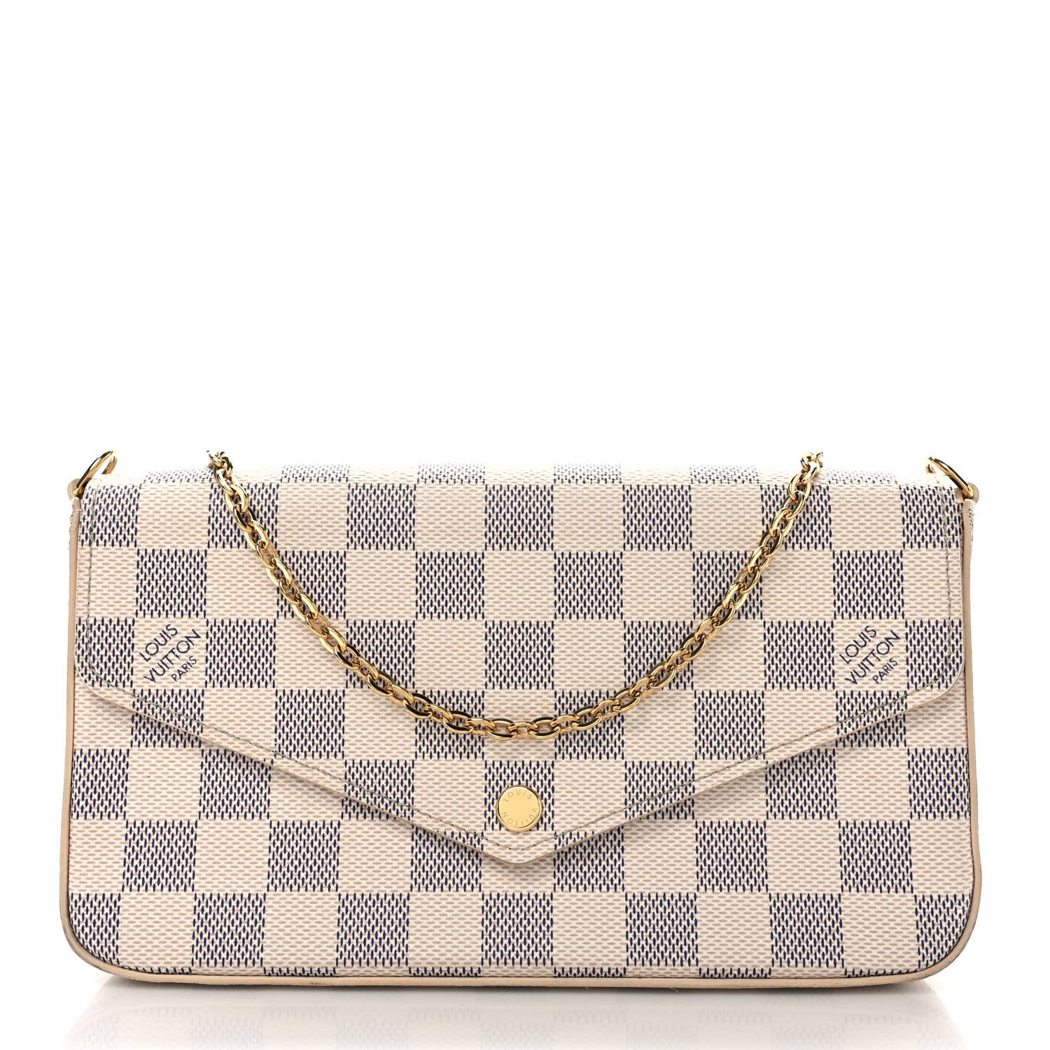 Louis Vuitton Damier Azur Pochette Felicie Chain Wallet Rose Ballerine 2 of 11