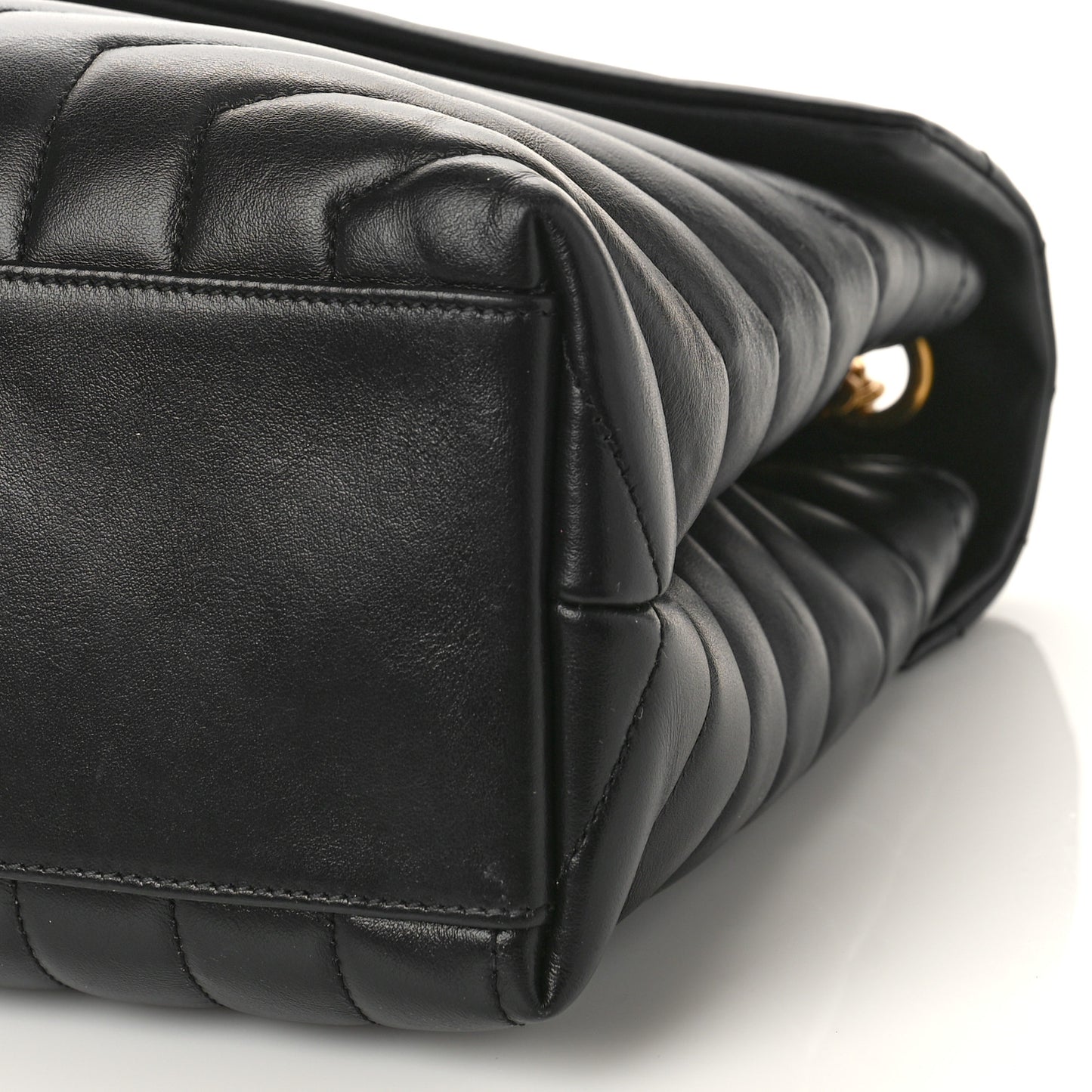 Calfskin Y Quilted Monogram Medium Loulou Chain Satchel Black