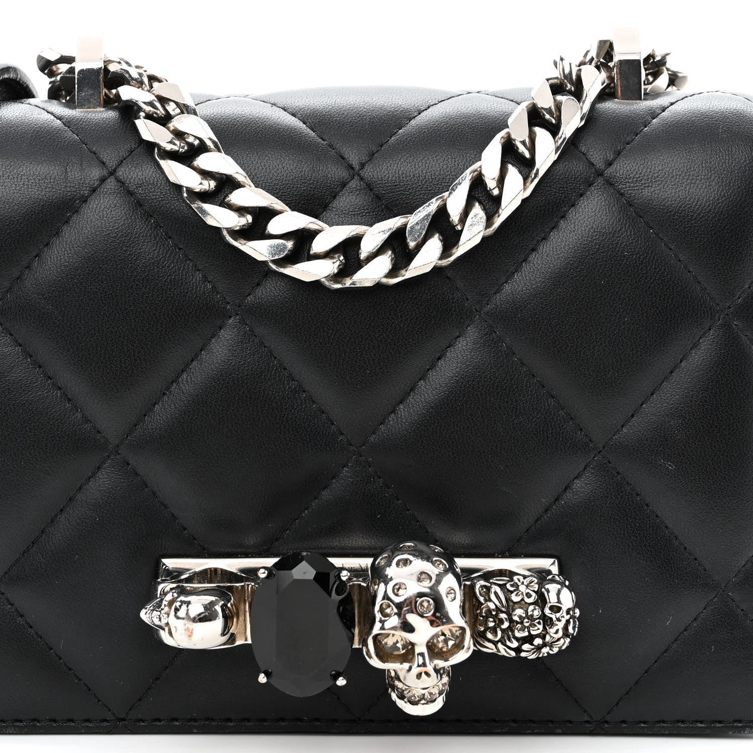 Alexander McQueen Lambskin Quilted Knuckle Shoulder Bag Black 7 of 9