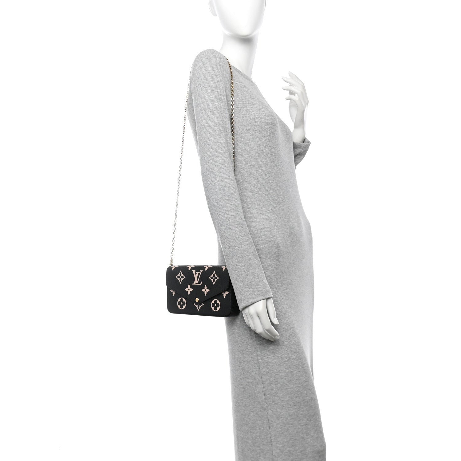 Louis Vuitton Empreinte Monogram Giant Felicie Pochette Black Beige 2 of 13