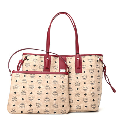 MCM Visetos Medium Liz Reversible Shopper Tote Beige Red 1 of 9