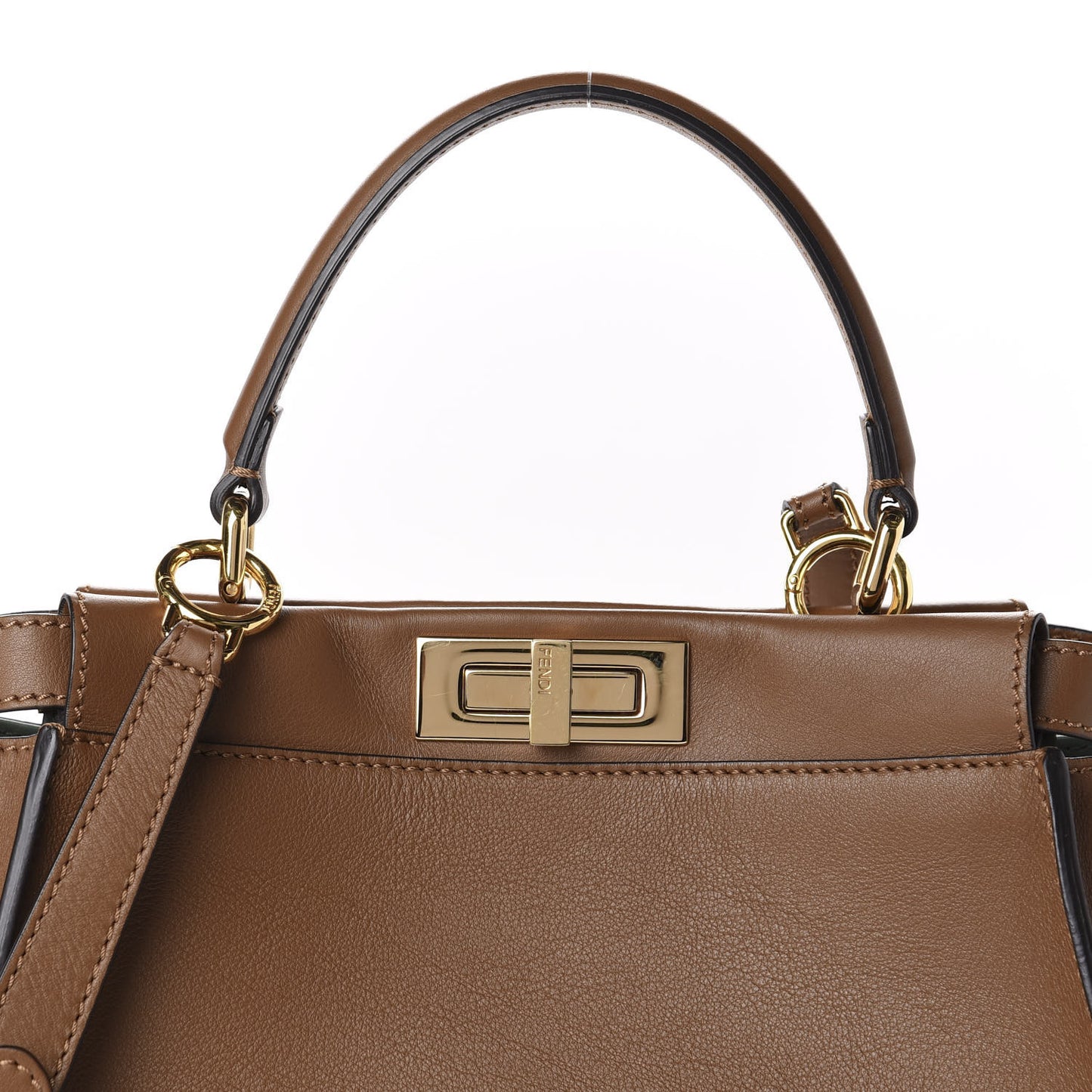 Vitello Seta Shiny Nappa Ayers Medium Peekaboo Iconic Satchel Brownie Menta