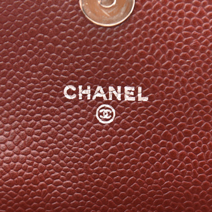 Chanel Caviar Half Moon Wallet On Chain WOC Bordeaux 5 of 10