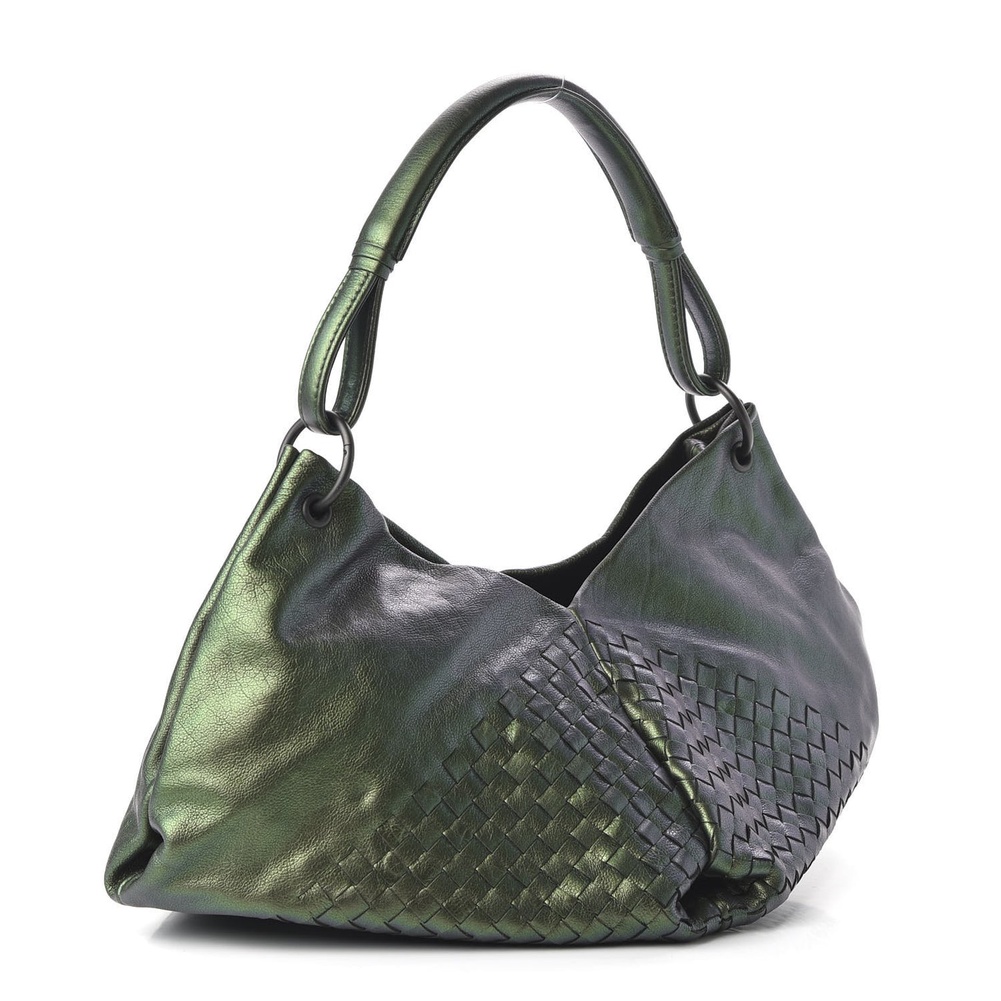 Iridescent Nappa Intrecciato Aquilone Fortune Cookie Hobo Green