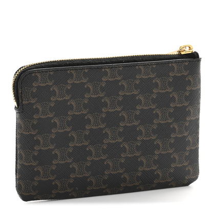 Celine Triomphe Canvas Logo Coin and Card Pouch With Hook Black 3 of 10