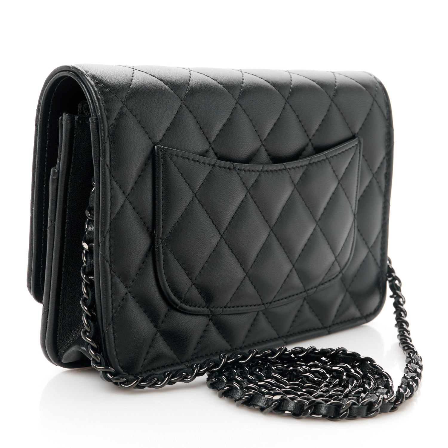 Chanel Lambskin Quilted Wallet On Chain WOC So Black 3 of 11