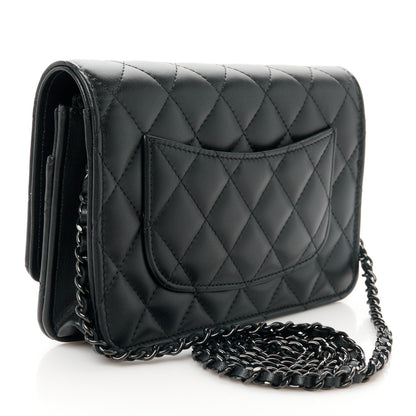 Chanel Lambskin Quilted Wallet On Chain WOC So Black 3 of 11