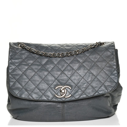 Chanel Shiny Lambskin Quilted Large Trianon Messenger Flap Grey 1 of 7