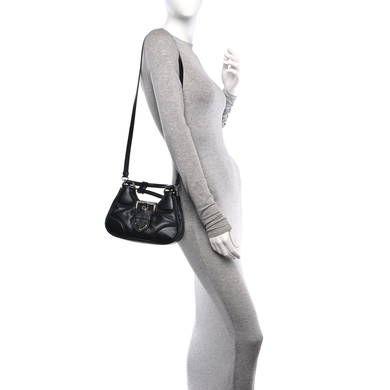 Prada Nappa Soft Padded Re-Edition 2002 Moon Bag Black 2 of 9