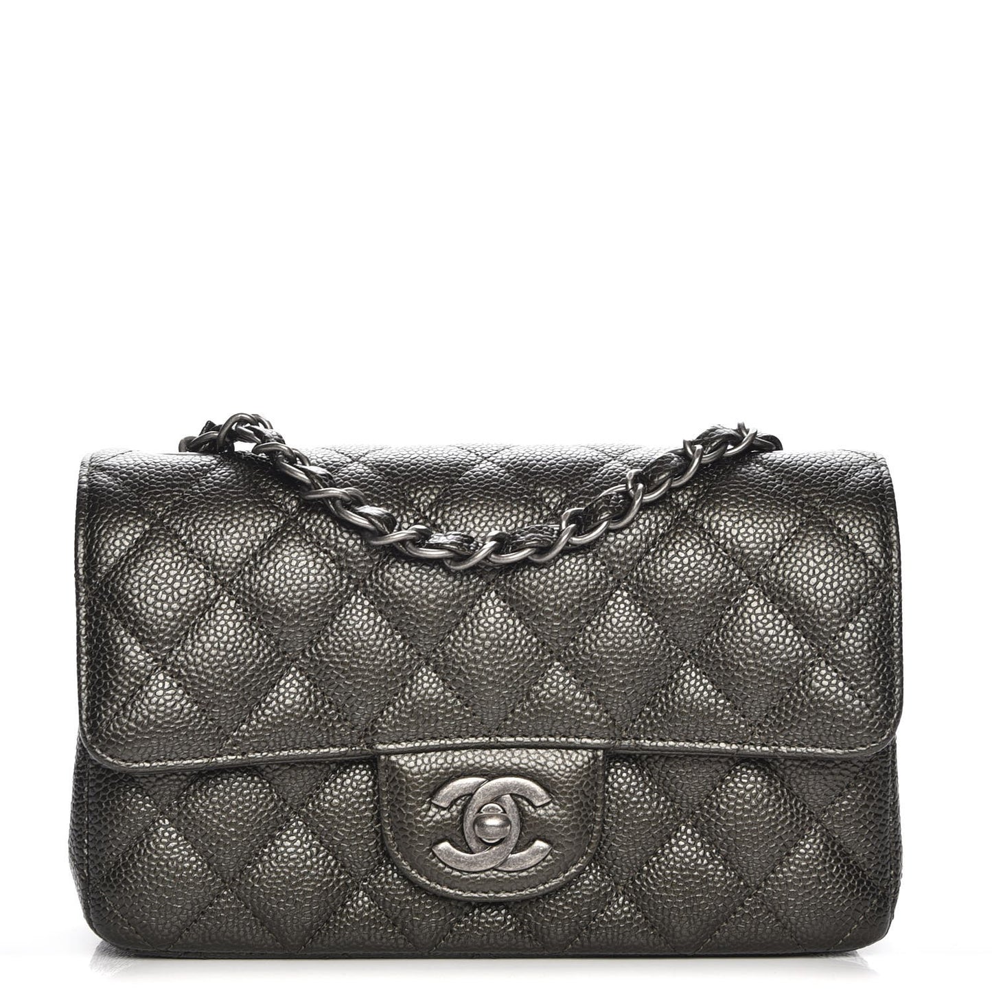 Caviar Quilted Mini Rectangular Flap Dark Charcoal