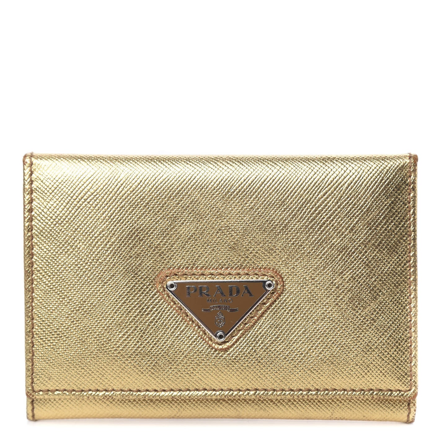 Metallic Saffiano Card Holder Platino