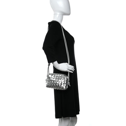 Bottega Veneta Metallic Calfskin Intrecciato Mini Loop Camera Bag Silver 2 of 8