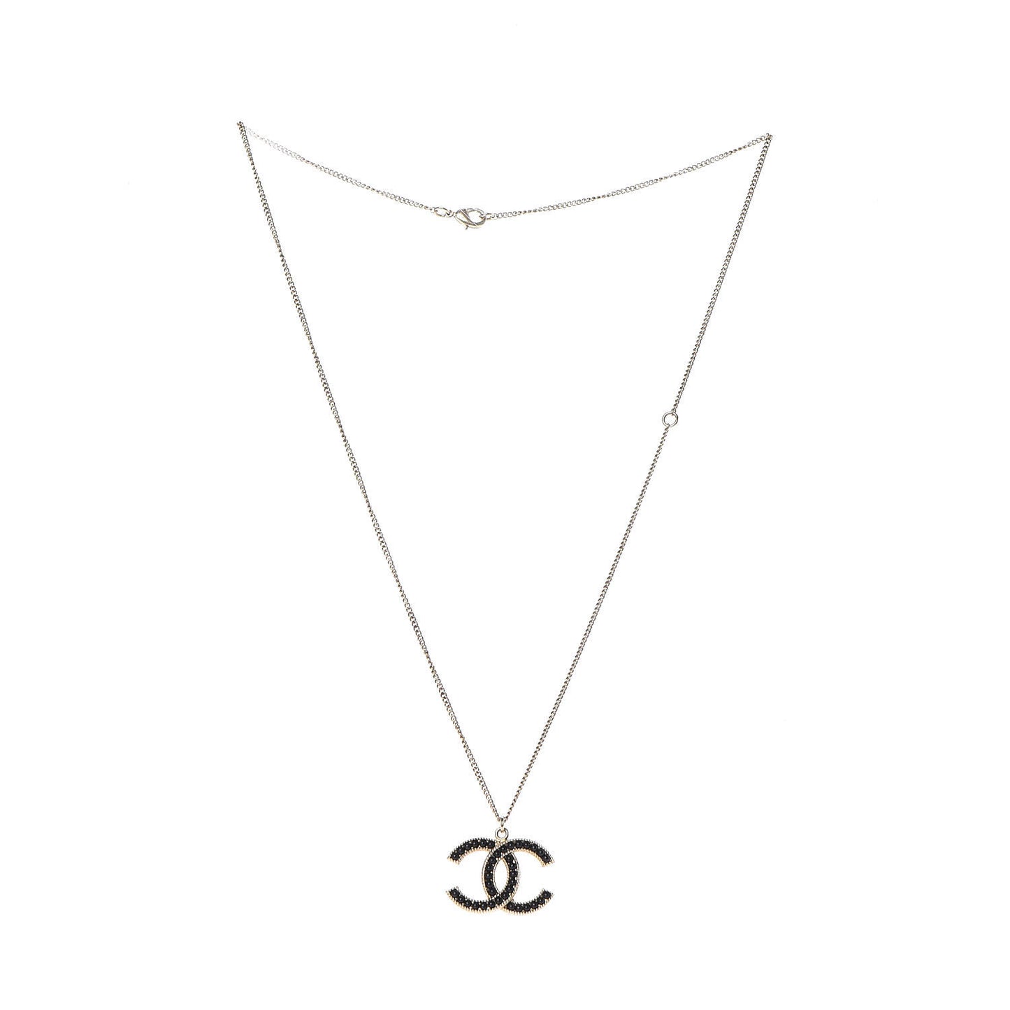 Enamel Beaded CC Necklace Gold Black