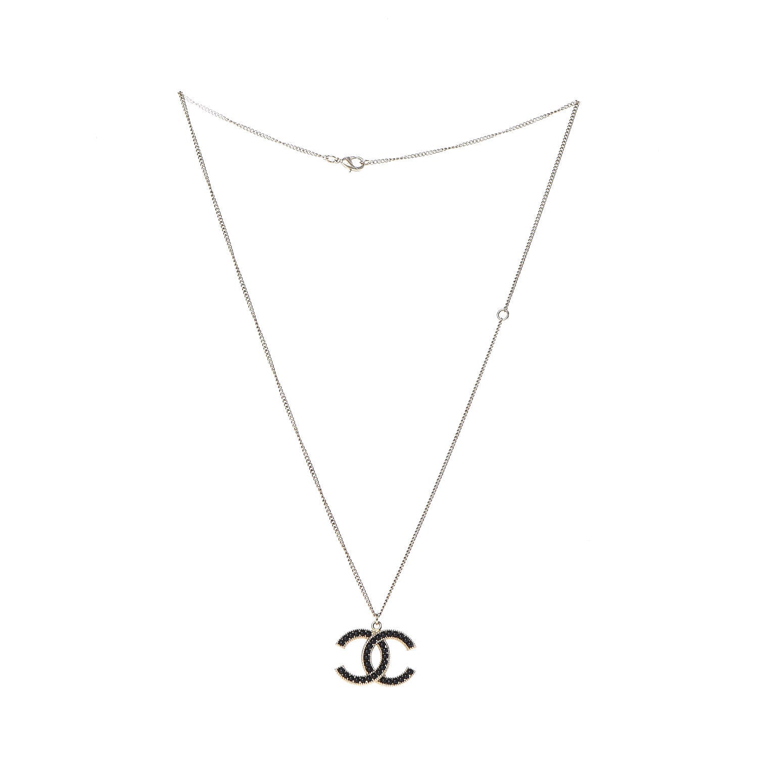 Chanel Enamel Beaded CC Necklace Gold Black 3 of 4