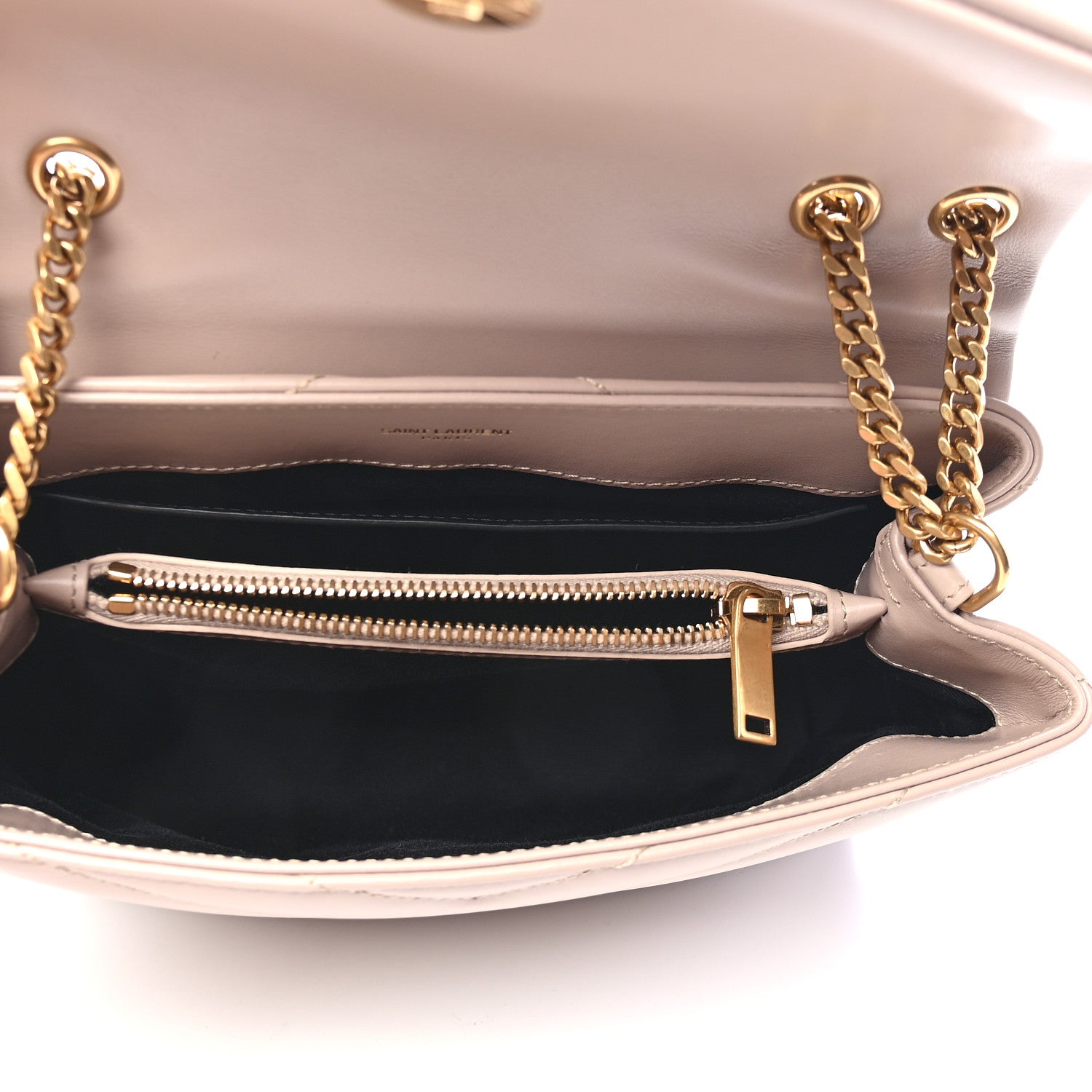 Saint Laurent Calfskin Y Quilted Monogram Small Loulou Chain Satchel Light Natural 5 of 9