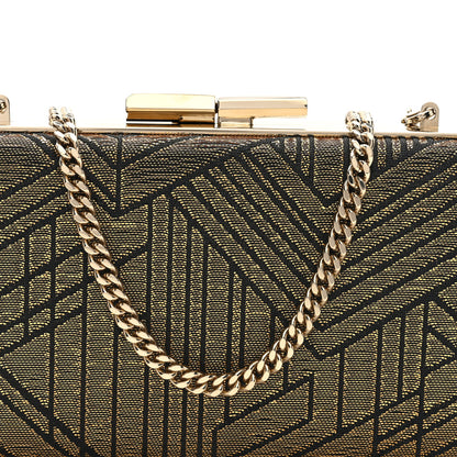 Jimmy Choo Canvas Geometric Metal Box Clutch Black 7 of 10