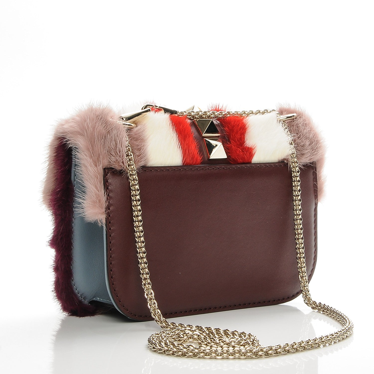 Valentino Garavani Mink Fur Colorblock Small Glam Lock Rockstud Flap Multicolor 3 of 6