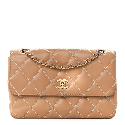 Chanel Calfskin Quilted Medium Wild Stitch Flap Beige 1 of 14