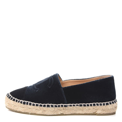 Chanel Velvet CC Espadrilles 36 Dark Navy Black 1 of 10