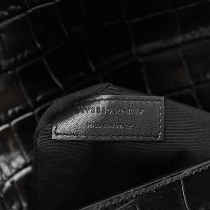 Saint Laurent Calfskin Crocodile Embossed Carre Satchel Black 7 of 10