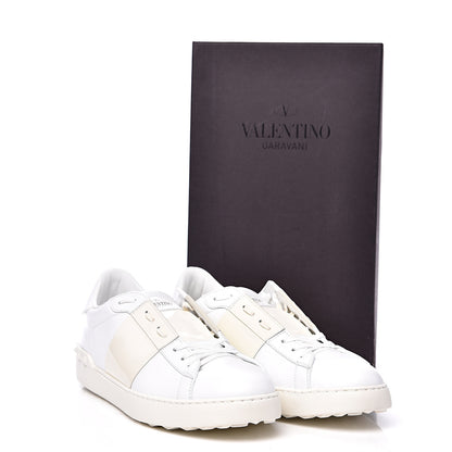 Valentino Garavani Calfskin Patent Mens Rockstud Open Sneakers 45 Bianco 9 of 9
