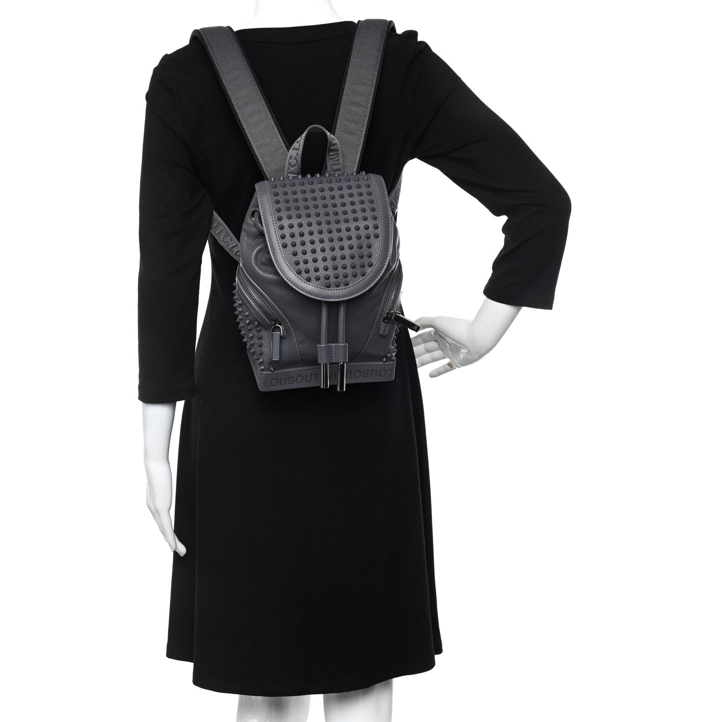 Calfskin Spiked Small Explorafunk Backpack Charbon