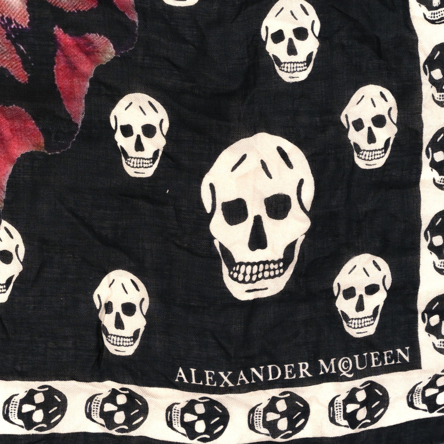 Alexander McQueen Silk Chiffon Skull Butterfly Scarf Black Multicolor 2 of 3