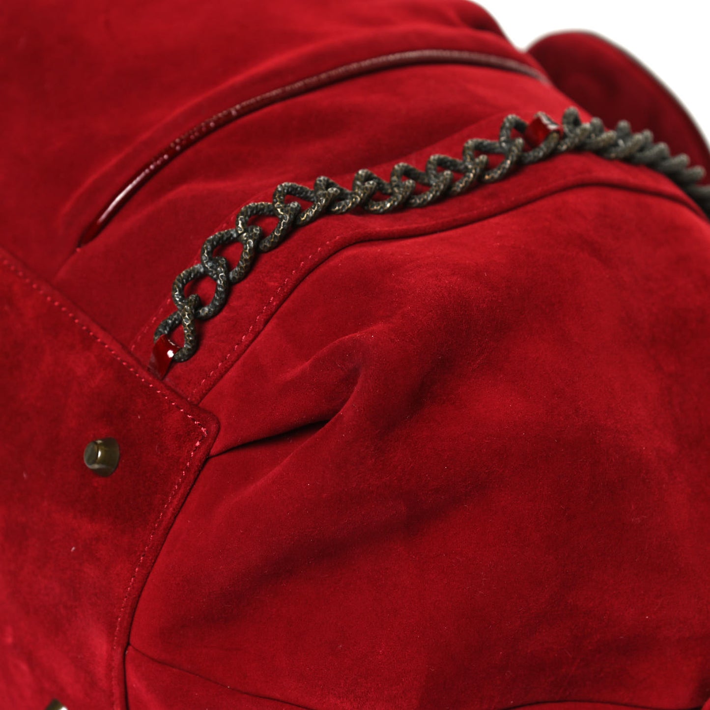 Suede Chain Shoulder Bag Red
