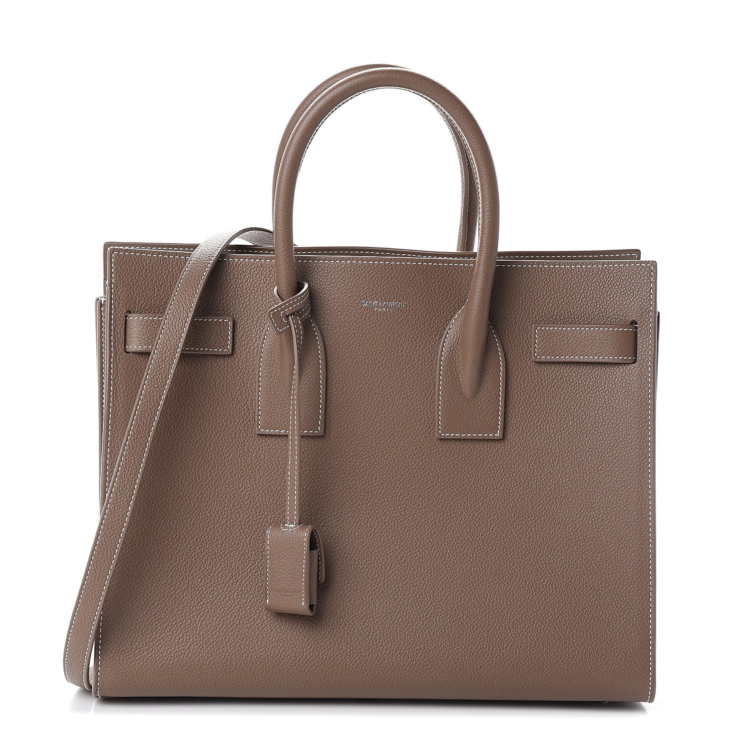 Saint Laurent Grained Calfskin Small Sac De Jour Taupe 1 of 8