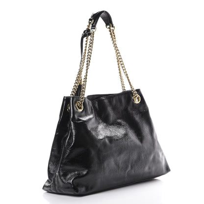 Gucci Patent Medium Soho Chain Shoulder Bag Black 2 of 9