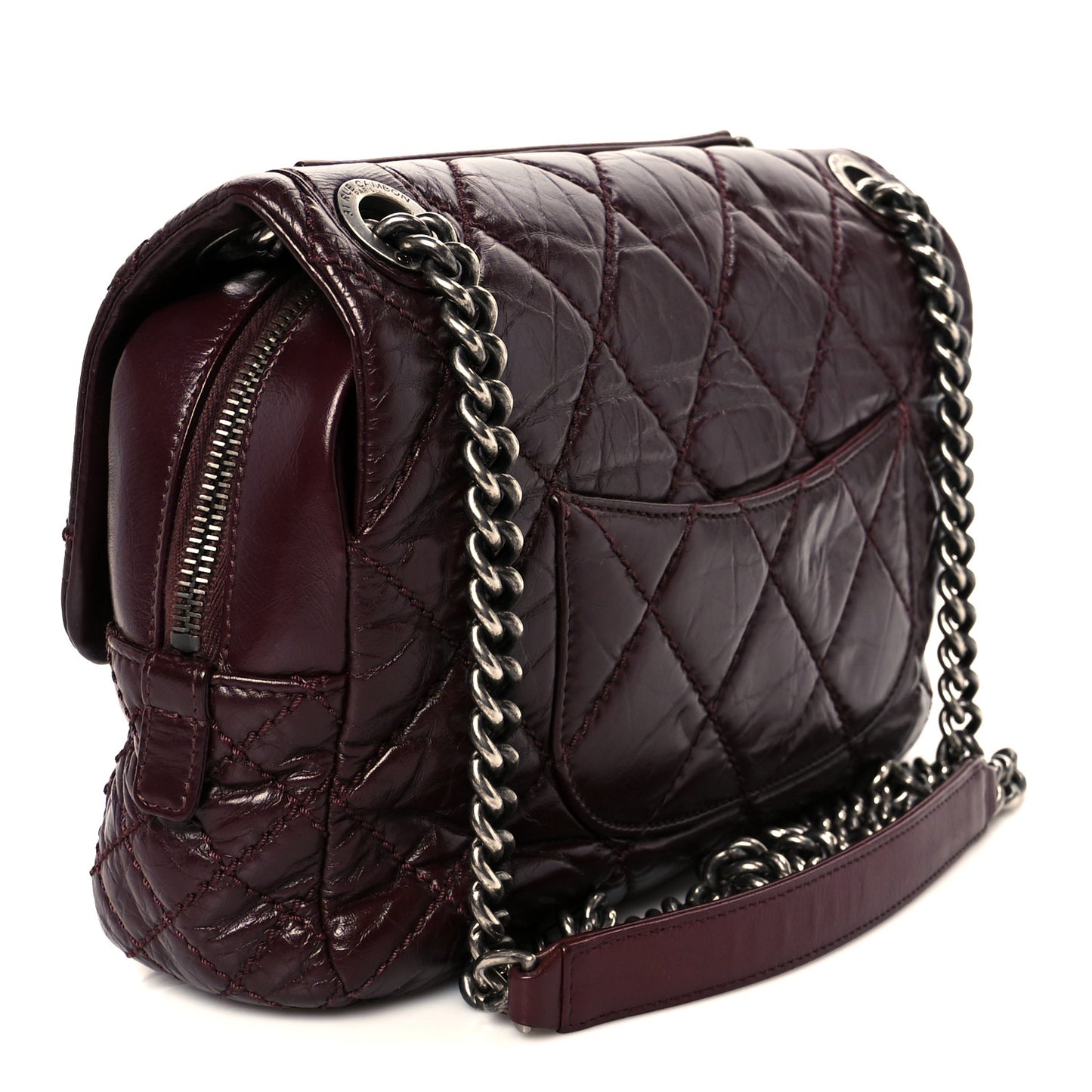 Aged Calfskin Medium New Portobello Flap Burgundy