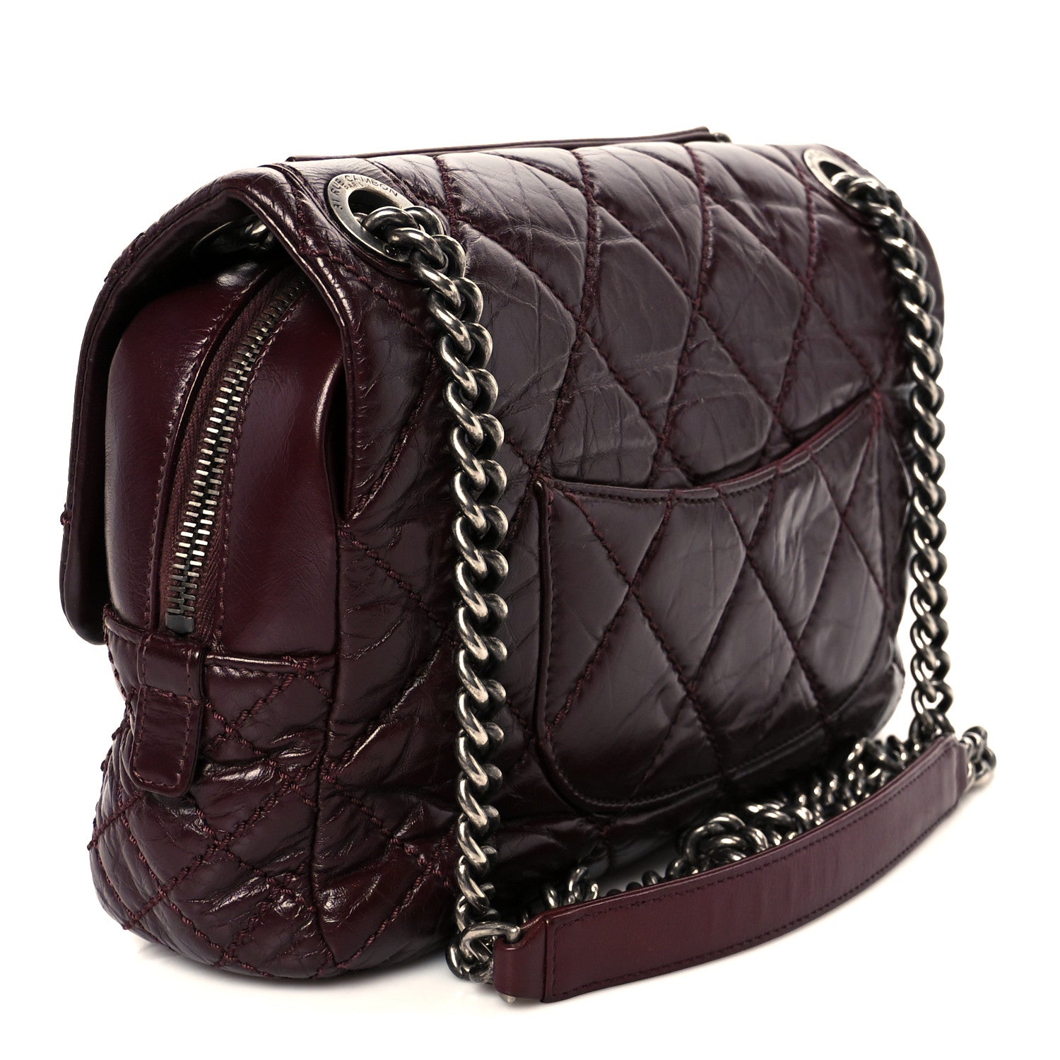 Chanel Aged Calfskin Medium New Portobello Flap Burgundy 3 of 11