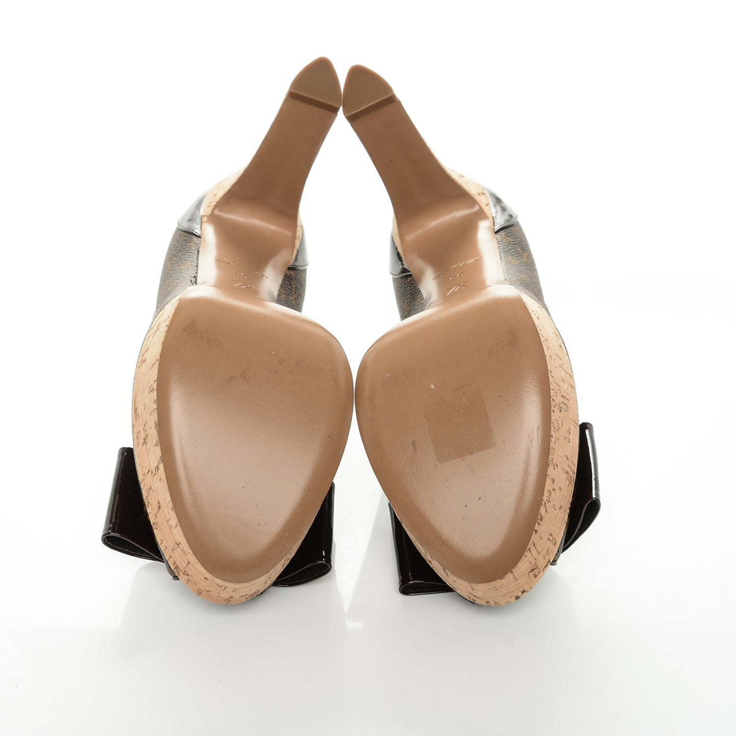 Monogram Cork Rivoli Peep Toe Pumps 39