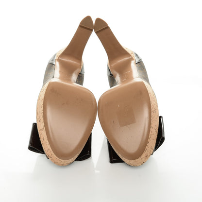 Louis Vuitton Monogram Cork Rivoli Peep Toe Pumps 39 5 of 8