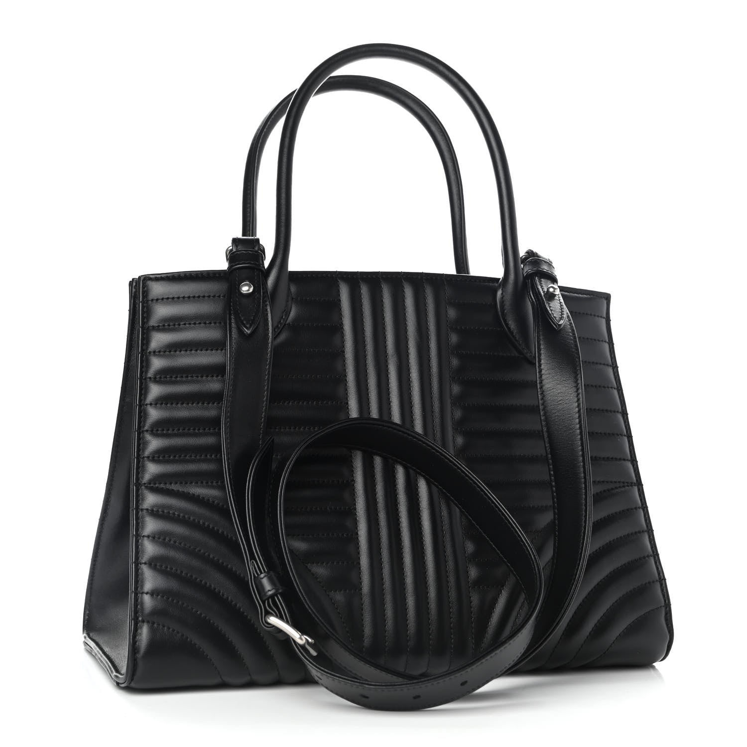 Prada Soft Calfskin Impunture Diagramme Tote Black 2 of 8