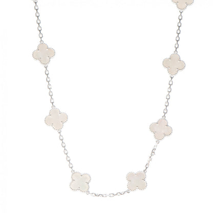 Van Cleef & Arpels 18K White Gold Mother of Pearl 10 Motifs Vintage Alhambra Necklace 1 of 6