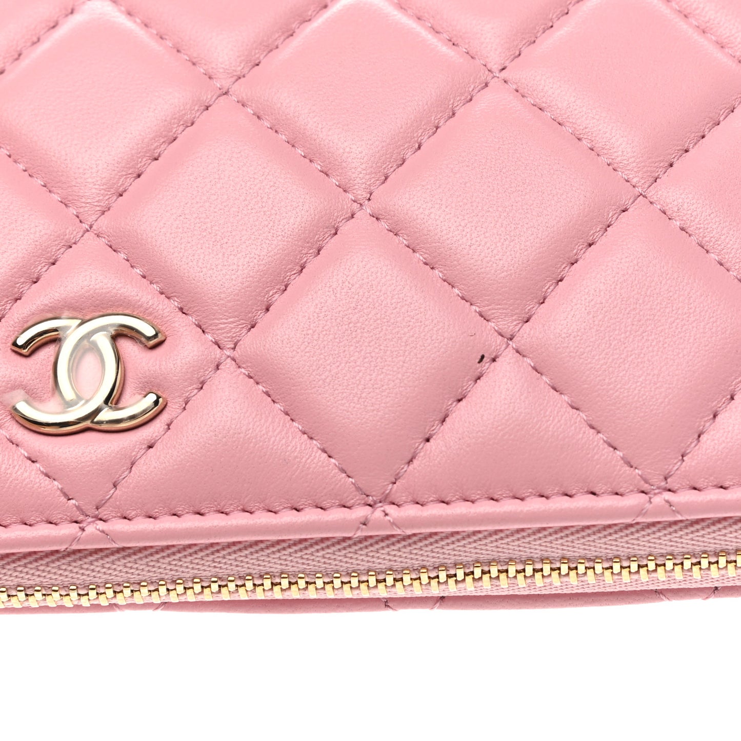 Lambskin Quilted Cosmetic Case Pink