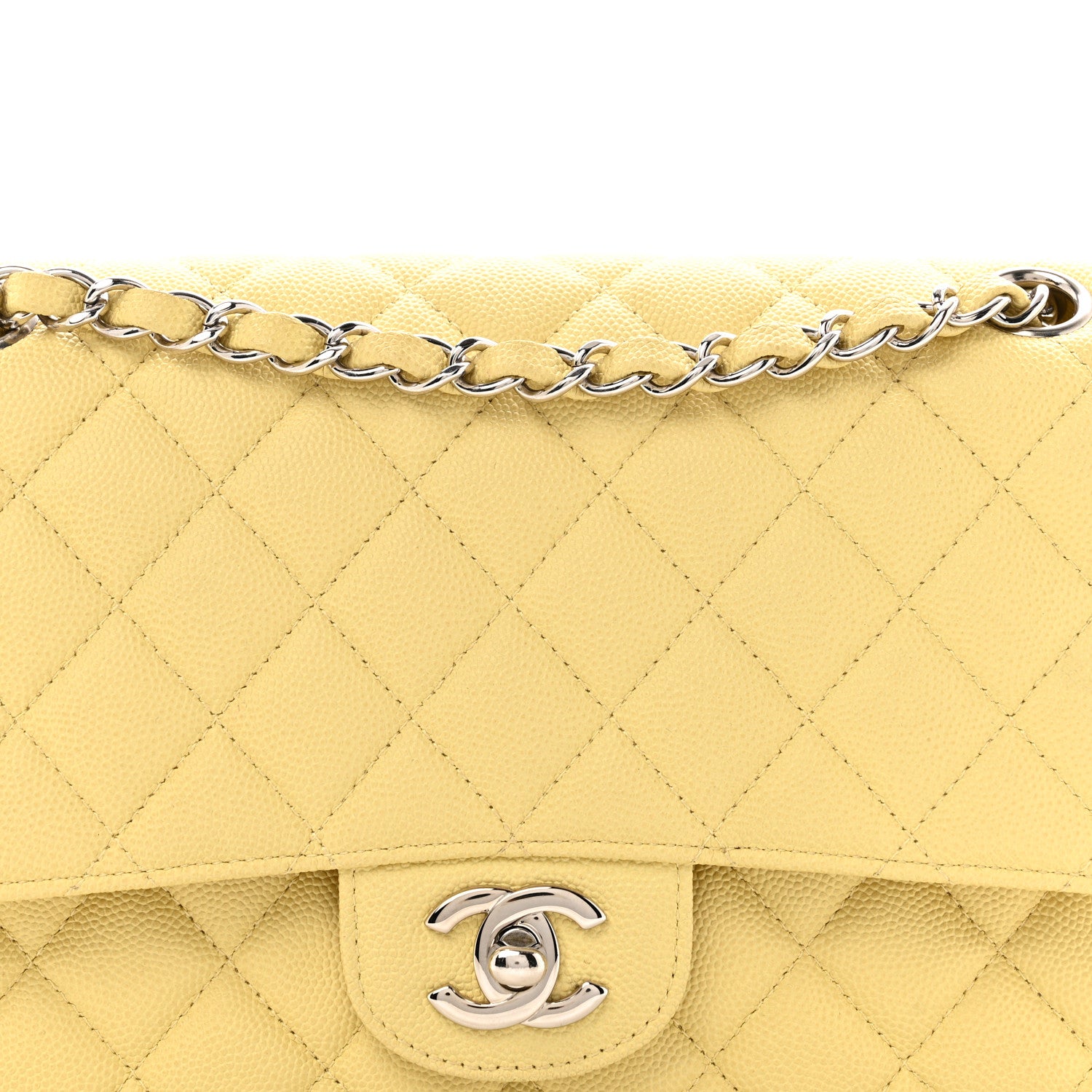 Chanel Caviar Quilted Medium Double Flap Light Yellow 7 of 12