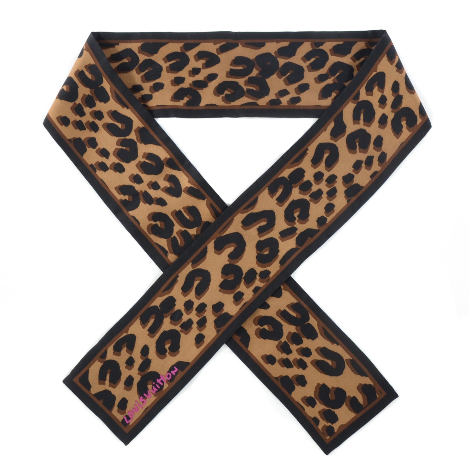 Louis Vuitton Silk Leopard Bandeau Scarf Marron 1 of 6