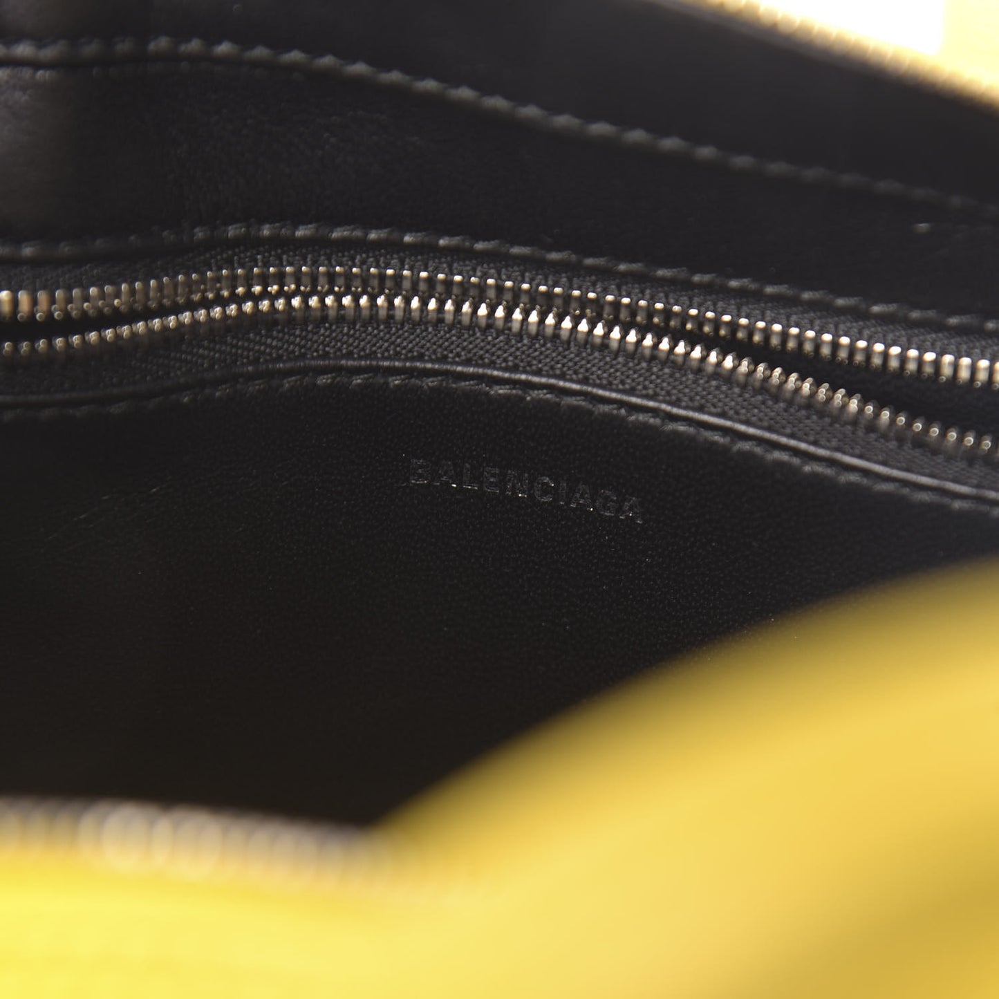 Shiny Day Calfskin Logo XS Triangle Duffle Jaune Black