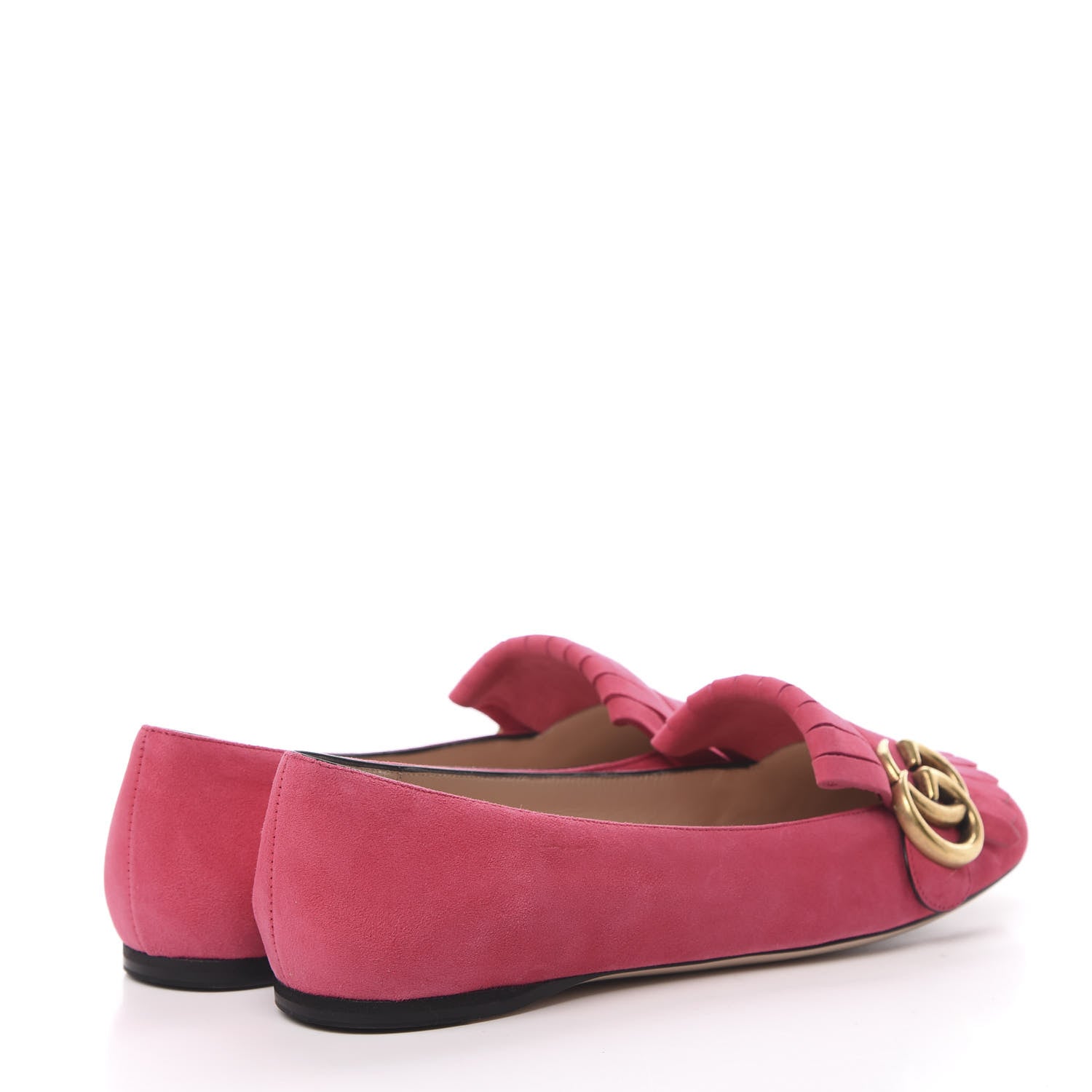 Gucci Kid Scamosciato GG Marmont Fringe Flats 35 Hot Pink 4 of 7