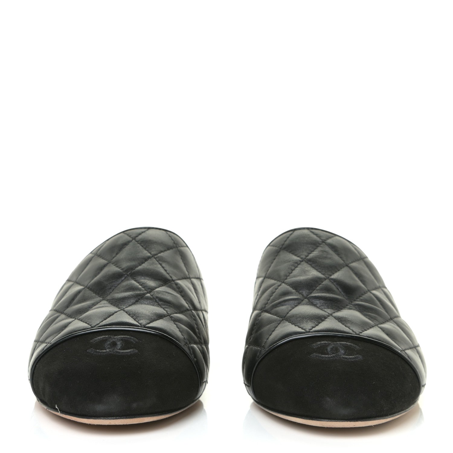 Chanel Lambskin Kid Suede Quilted Mules 40.5 Black 2 of 17