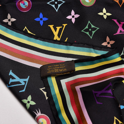 Louis Vuitton Silk Multicolor Eye Love Scarf Black 3 of 4