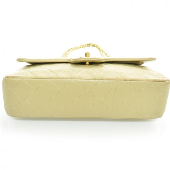 Lambskin Medium Double Flap Beige GHW